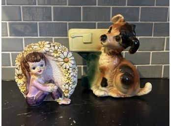 Set Of Two Vintage Ceramic Planters