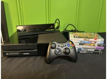 XBOX 360 Kinect Lot Including Game Console, Kinect, 4 Controllers & 6 Games! All Wires For Play Included.