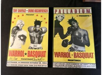 TWO Warhol & Basquiat 11 X 17 Framed Reproductions Of Gallery Posters