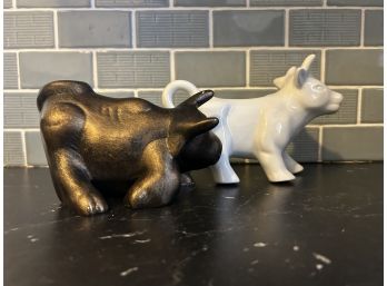 Pier 1 Imports Farmhouse Porcelain Creamer & Bull Statue