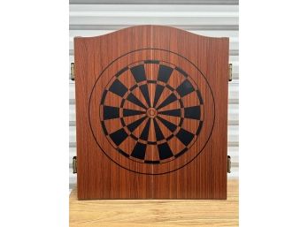 Solid Oak Wall Hanging Dartboard With Two Panels And Complete Dart Set