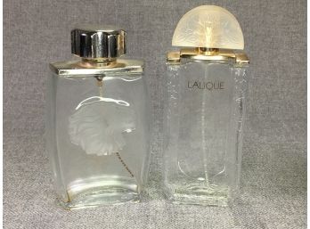 Two Empty LALIQUE Perfume Bottles - Both Similar In Size - Lalique Perfume - Made In France - Nice Bottles