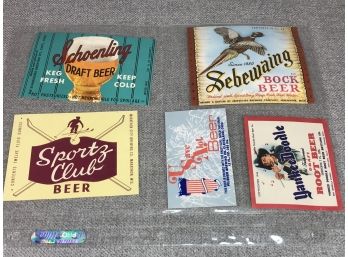 Large Group UNUSUAL / RARE Vintage Beer Labels - Never Applied To Bottles - Over 30 Labels - GREAT GRAPHICS