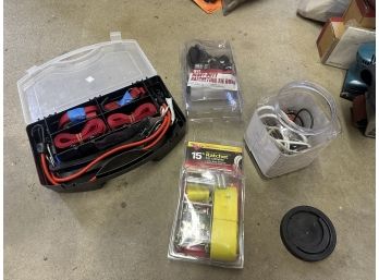 11 Unused Thread Hooks, 10 Ft & 15 Ft Heavy Duty Ratcheting Tie Downs, Lashing Straps,