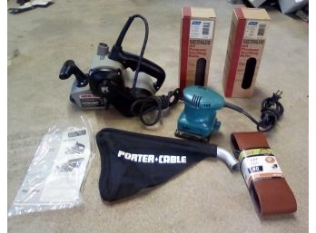 Porter Cable 352VS Variable Speed Belt Sander Plus Belts  & Makita BO4550 Finishing Sander