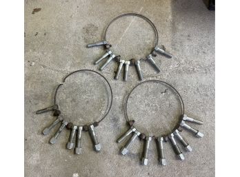 Huge Collection Lot Of Bolts In A Ring Kit 22 Bolts In Three Rings.