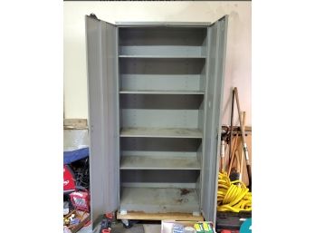 Wilson Co - Useful In Your Garage- Basement- Workshop Metal 5- Shelf Cabinet. Adjustable- Height Shelves