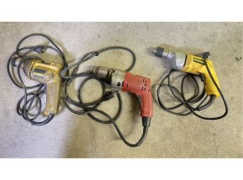 Working Two DeWalt Corded Power Drills & A Milwaukee Magnum Corded Power Drill