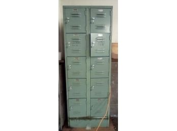 10 Compartment Vintage Metal Locker - Great For Storage