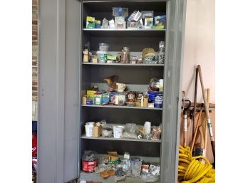 FIVE Shelves Full Of Assorted Unused Hardware - Many In Store Packages- Nails, Screws, Anchors, Ashers...