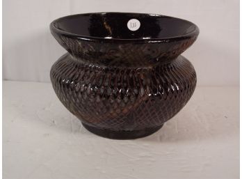 Vintage Glazed Clay Spittoon/pot