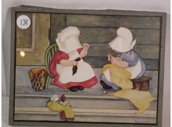 Vintage Sun Bonnet Series Mending Day Print