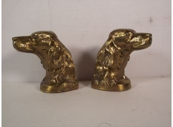 Pair Of Irish Setter/retriever Brass Bookends