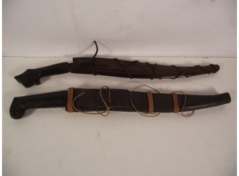 Two Vintage Bolo Knives With Sheaths