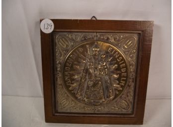 Framed Brass Religious Medallion