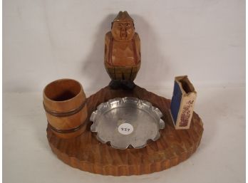 Vintage Anri-like Wood Carved Smokers' Center