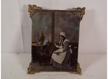 Antique Reverse Painted Glass Painting