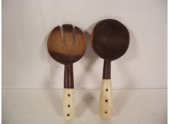 Pair Of Antique Ivory/bone Handled Serving Utensils