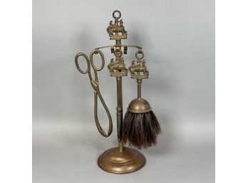Vintage Mini Brass And Copper Fireplace Tool Set