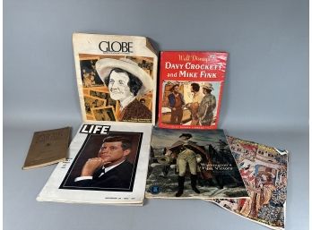 Vintage Books & Magazines Including Davy Crockett