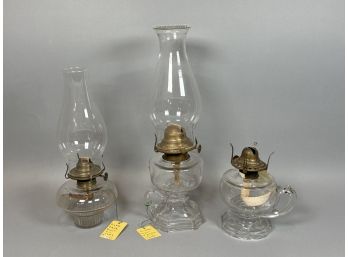 Antique Finger & Rare Pear Font Oil Lamps