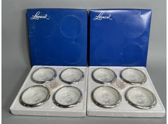 Vintage Leonard Italian Crystal & Silverplate Coaster/Ashtay Sets