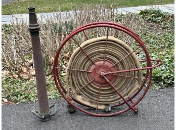Vintage Wall Mount Fire Hose With Reel