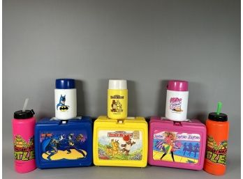 Vintage Plastic Lunch Boxes With Thermos - Batman, Barbie & Teddy Ruxpin