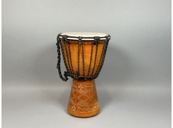 Vintage Hand Carved Indonesian Djembe Drum