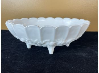 Vintage Milk Glass Large Oval Footed Fruit Bowl