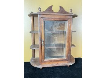 Vintage Wooden Curio Cabinet With Glass Door