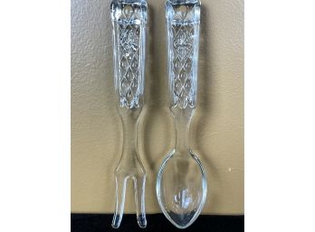 Glass Salad Serving Fork And Spoon