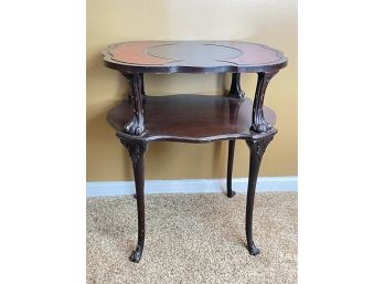 American Leather Top Mahogany Antique Side Table