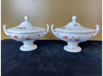 Pair Of Pirkenhammer Czechoslovakia Lidded Turines