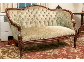 Victorian Carved Mahogany Settee