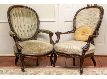 Pair Of Victorian Carved Parlor Chairs