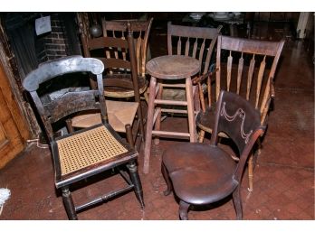 Group Six 19th C. Chairs And  Stool