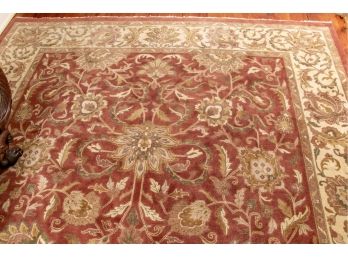 Sarouk Style 100% Wool Pile Room Size Area Carpet- 10'7' X 13'6'
