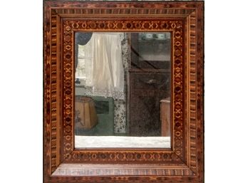 19th C. Large Tunbridge Inlaid Wood Mirror