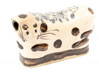 Antique Chinese Painted Porcelain Cat Form Neck Pillow