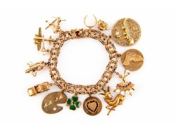 Vintage 14k Gold Charm Bracelet With Charms, Some 14k- 43.5 GROSS Dwt