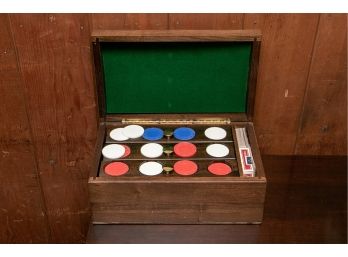 Vintage Boxed Poker Chips And Box Of Playing Cards