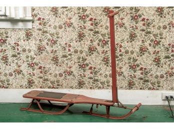 Antique Sled With Vertical Steering Bar