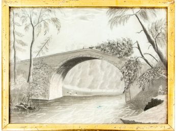 19th C. Gilt Framed Watercolor On Paper- Landscape