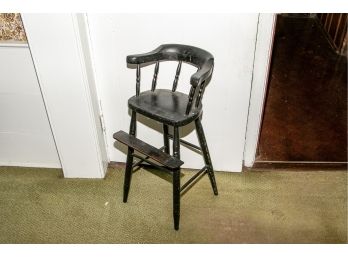 19th C. Ebonized Child's Captain's  Style High Chair