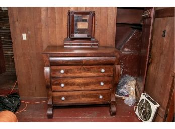 American Empire Burled Mahogany Chest Of Drawers
