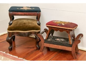 Group Of Four 19th C. Upholstered Mahogany Stools