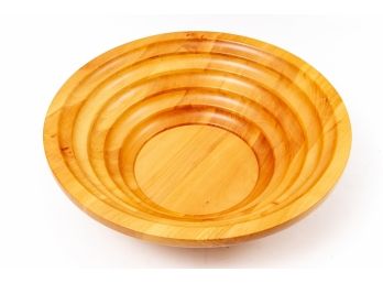 Modern Italian Carved Wood Tiered Bowl For Vietri- New