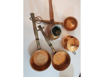 Copper Serving Items, 3 With Wood Handles