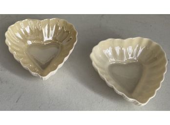 Two Belleek Heart Dishes